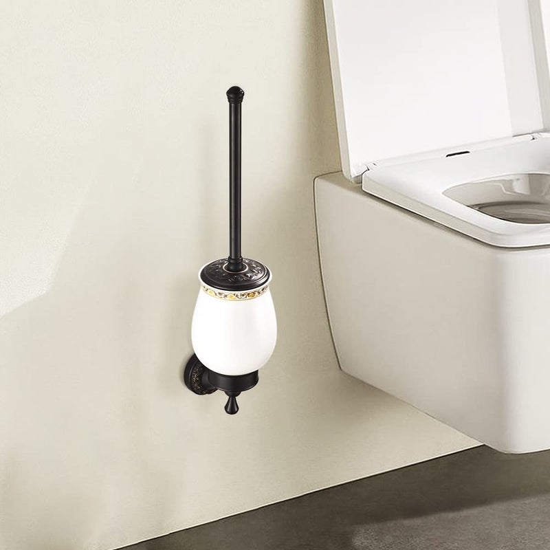 Leyden Bronze Toilet Brush Holder,Oil Rubbed Bronze Toilet Brush Plunge Retro Toilet Bowl Brush Bathroom Accessories Wall Mounted - Image 2
